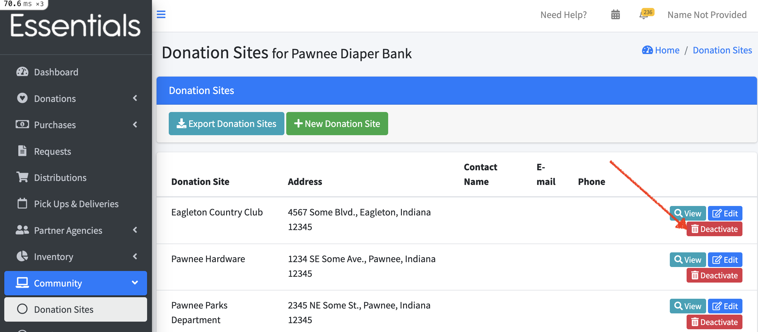 Deactivate Donation Sites