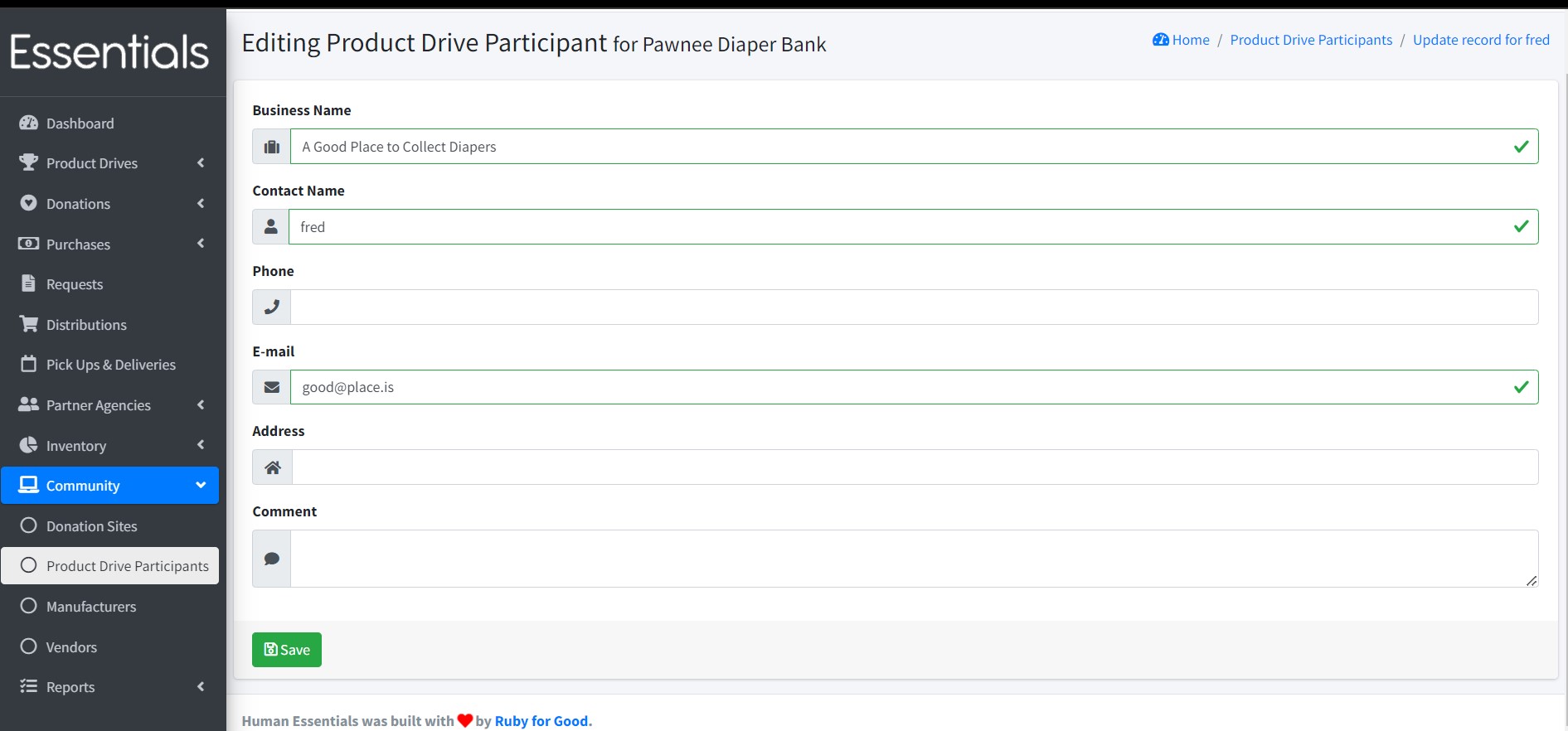 Edit Participant Details