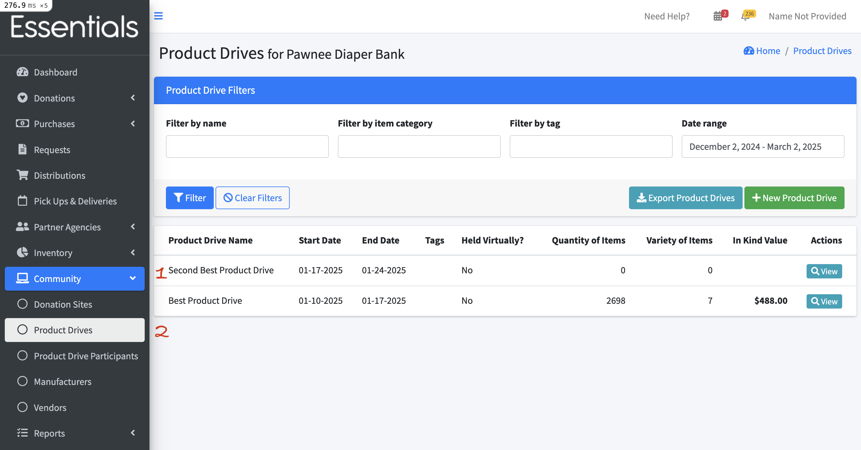 Product Drive navigation