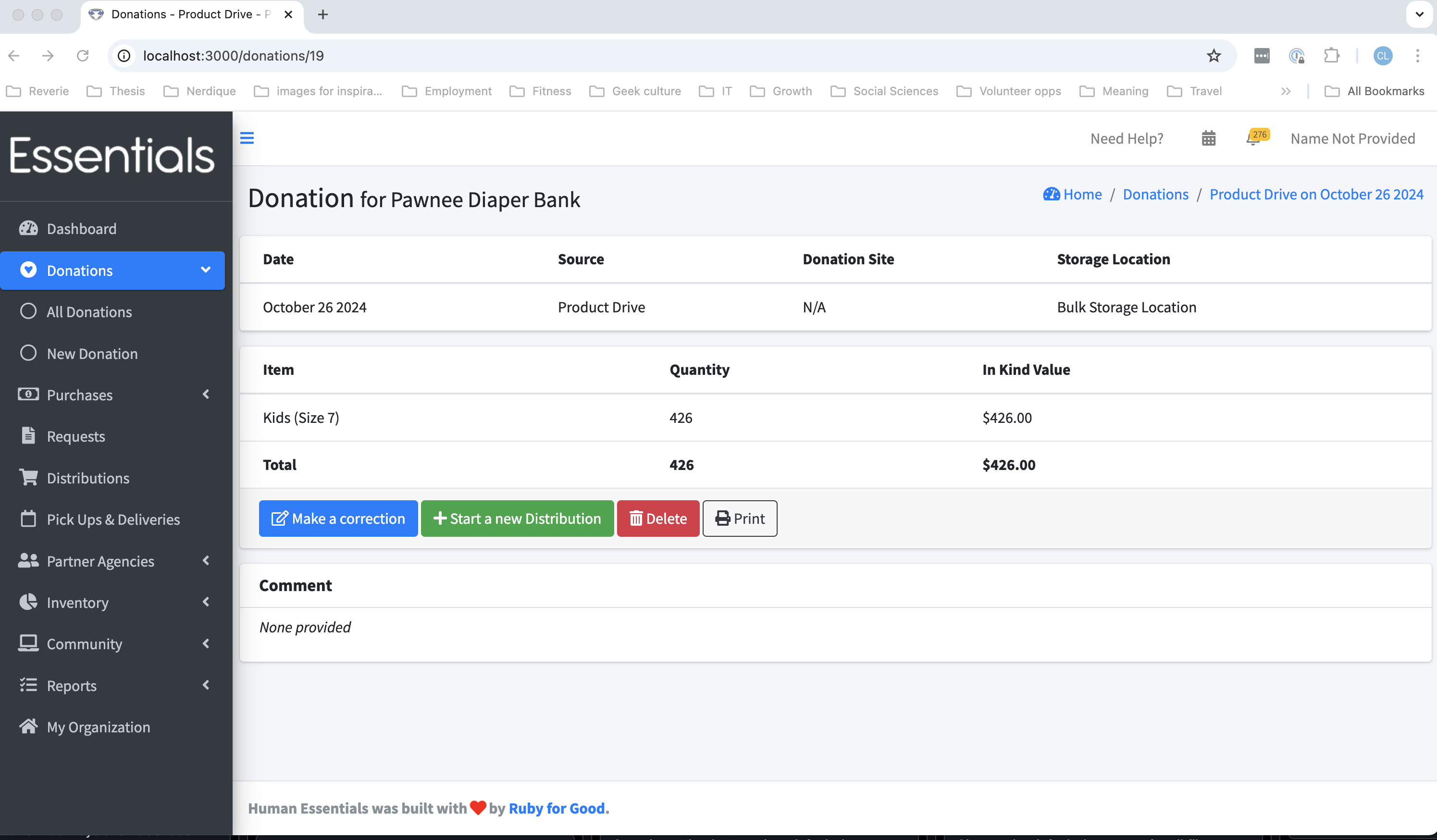 Single Donation View