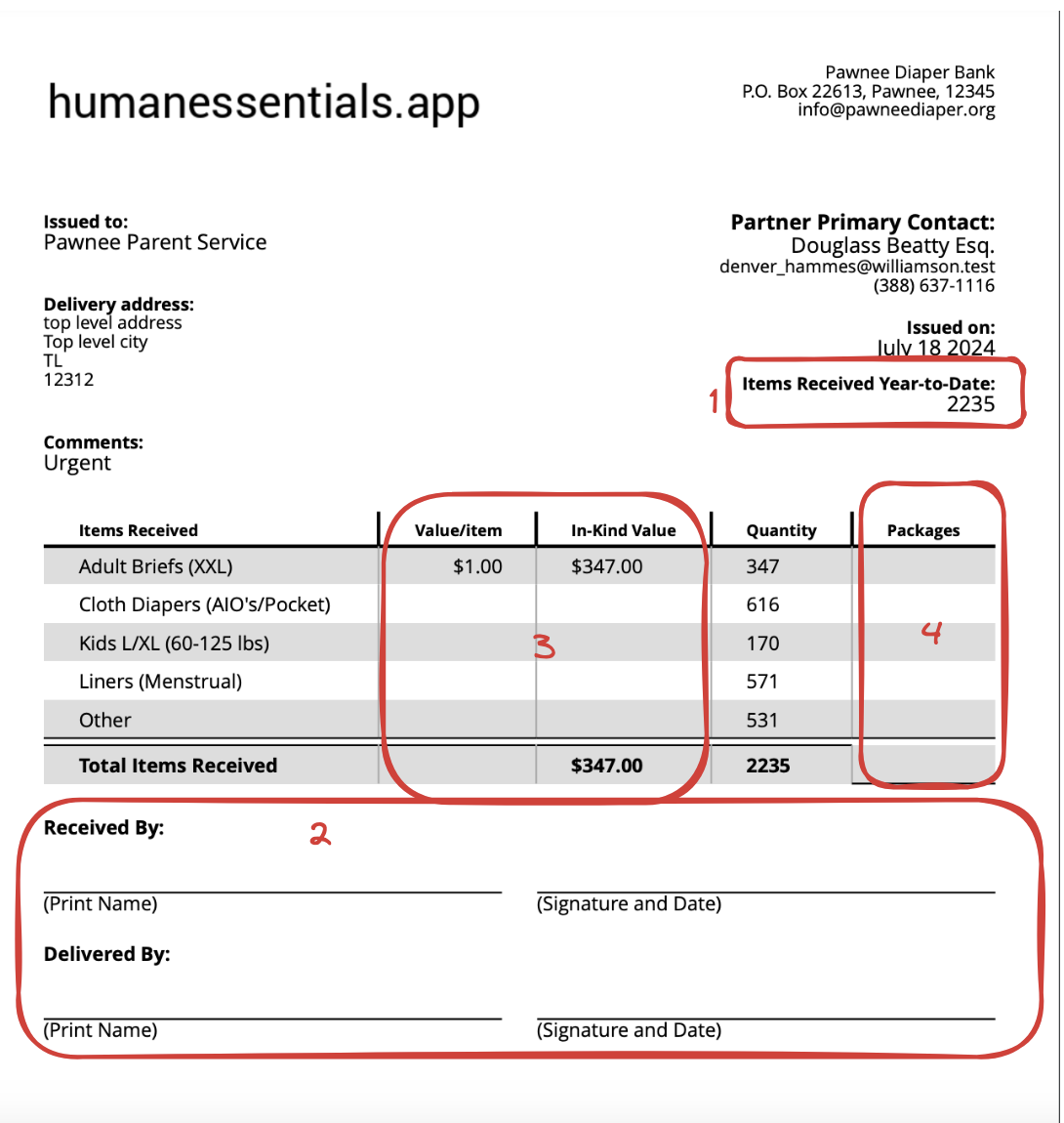 distribution printout marked up with customizable sections