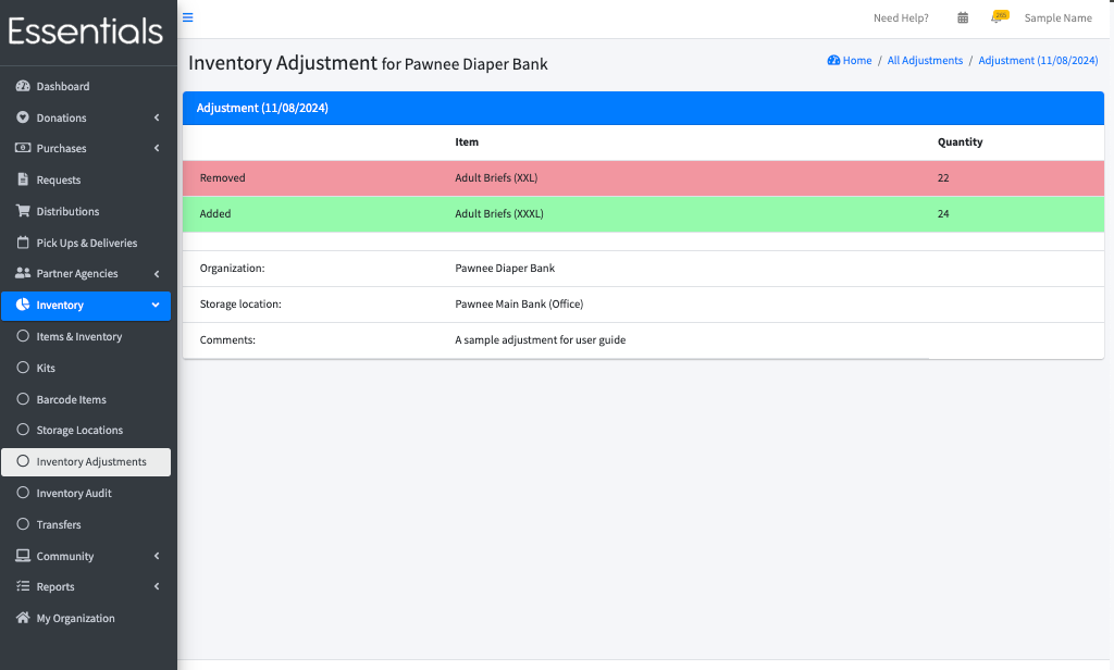 view Inventory Adjustments