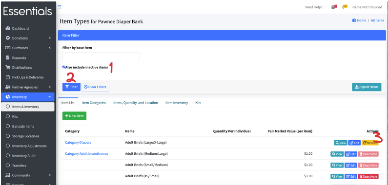 Item Reactivation sequence