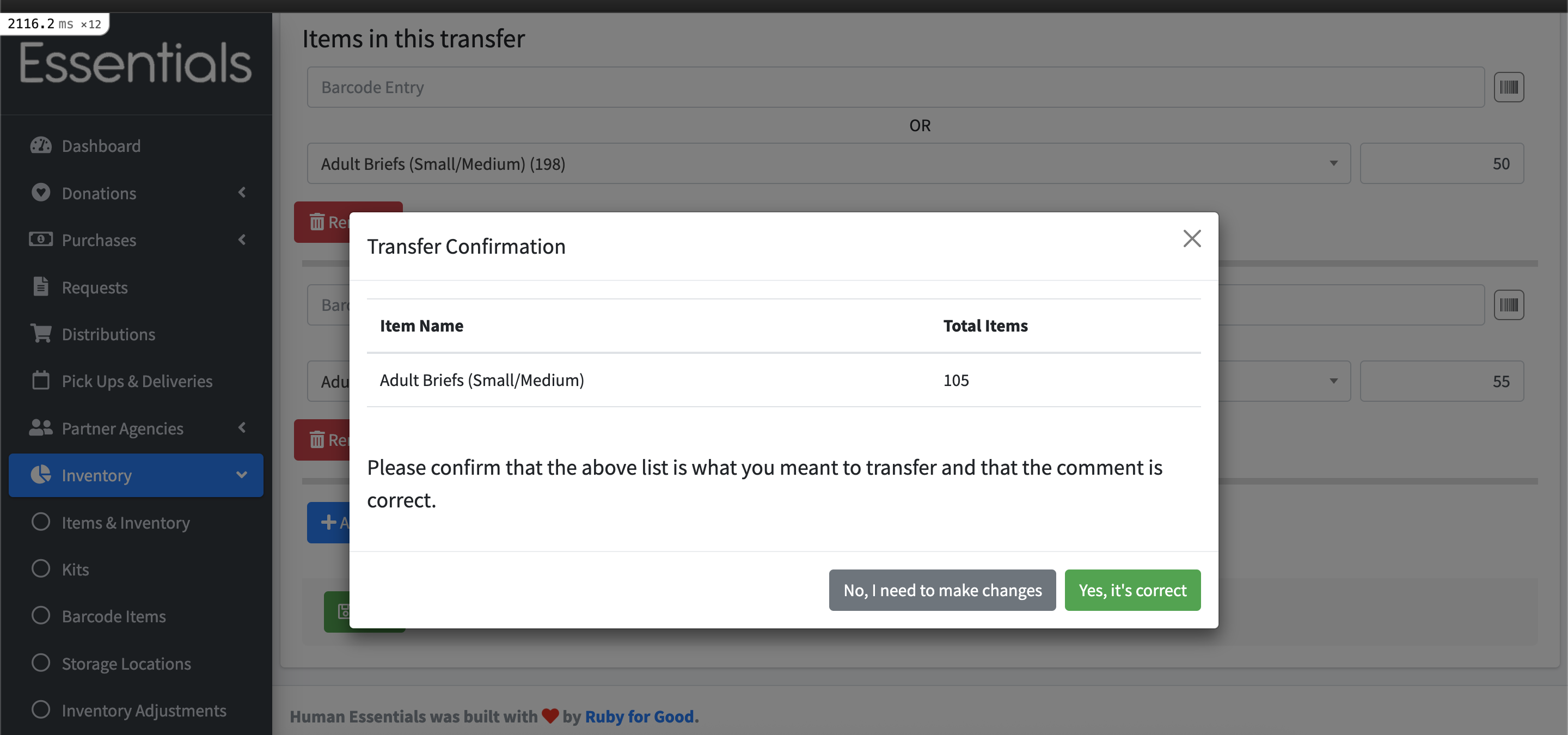 Transfer Modal