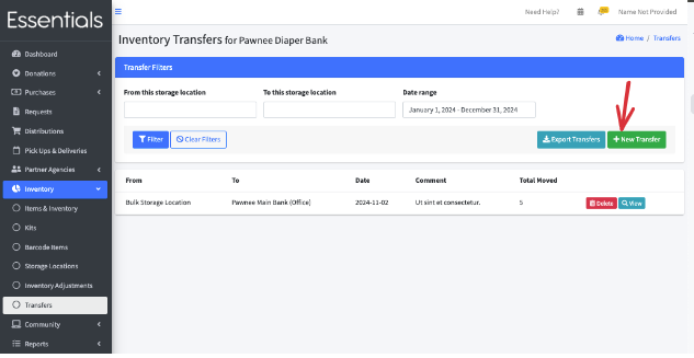 New Transfer navigation