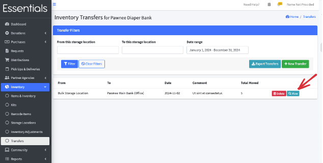 view Transfer navigation