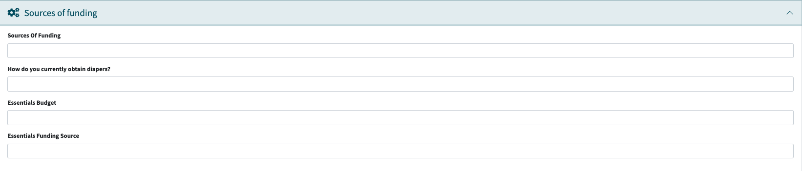 screenshot of expanded sources of funding section