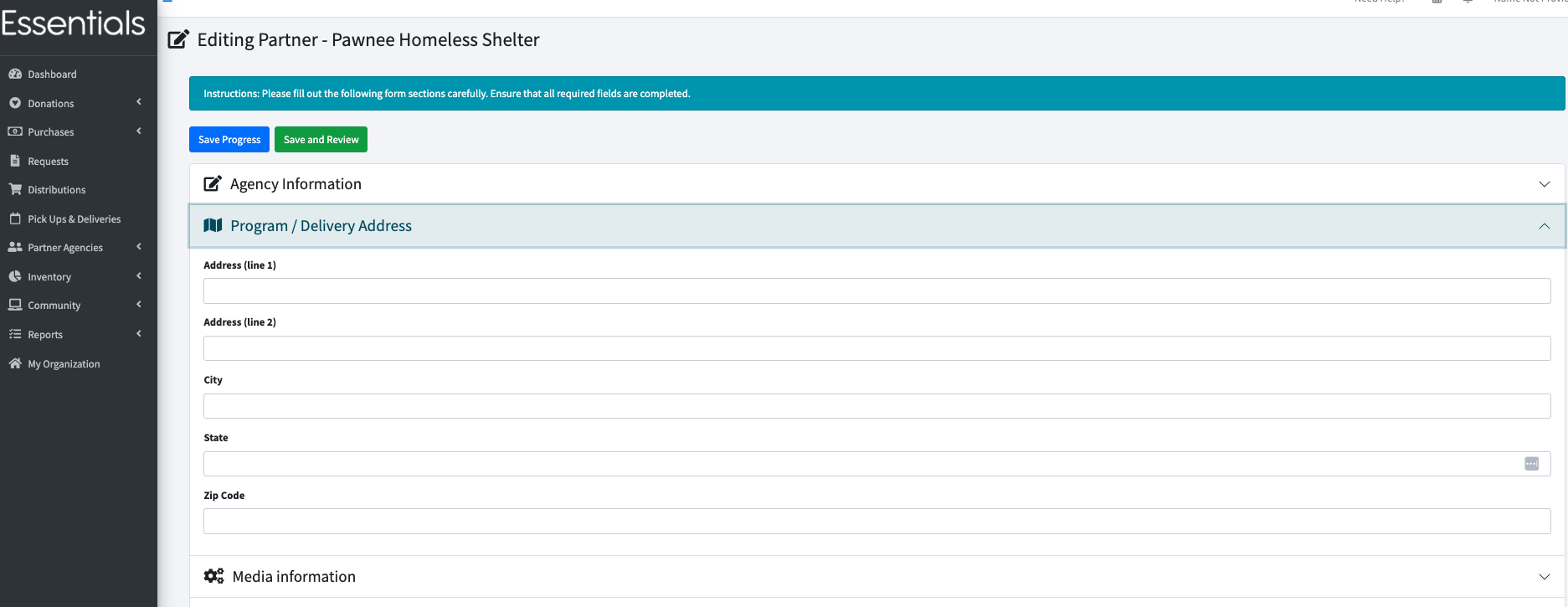 screenshot of expanded program address section