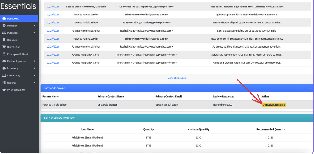 Navigation to review application_from dashboard