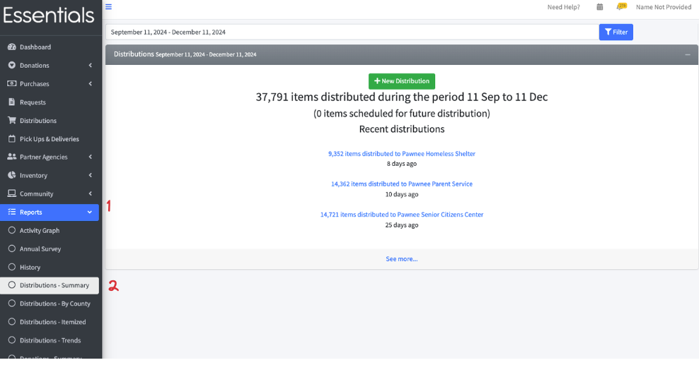 Navigation to Distribution Summary report