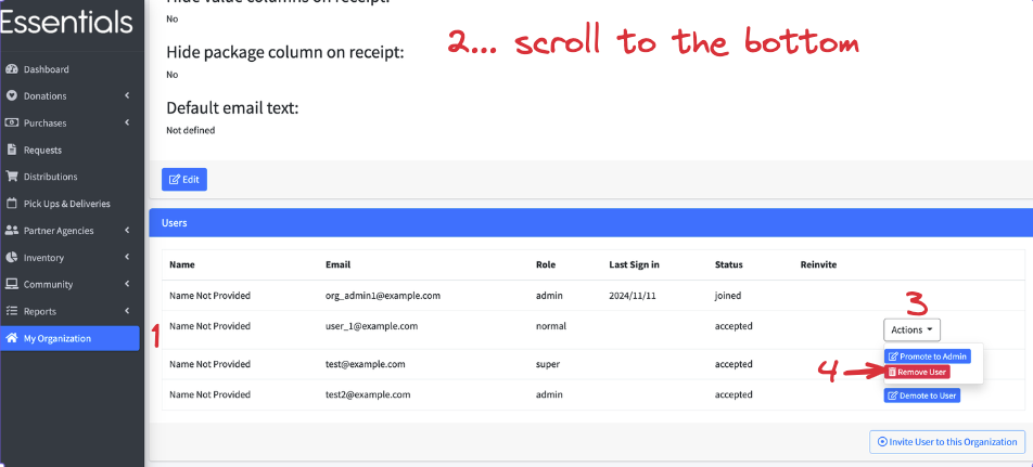 Steps to delete a User (who is not an admin)