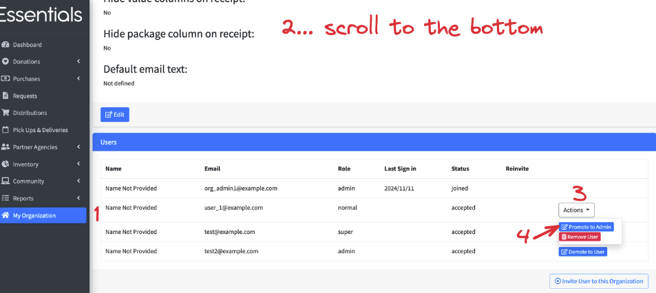 Steps to promote a User to admin